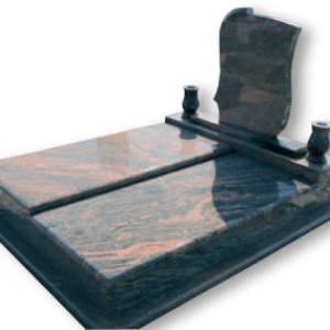 Szinteltolt fedlapos síremlék csigás fejkő